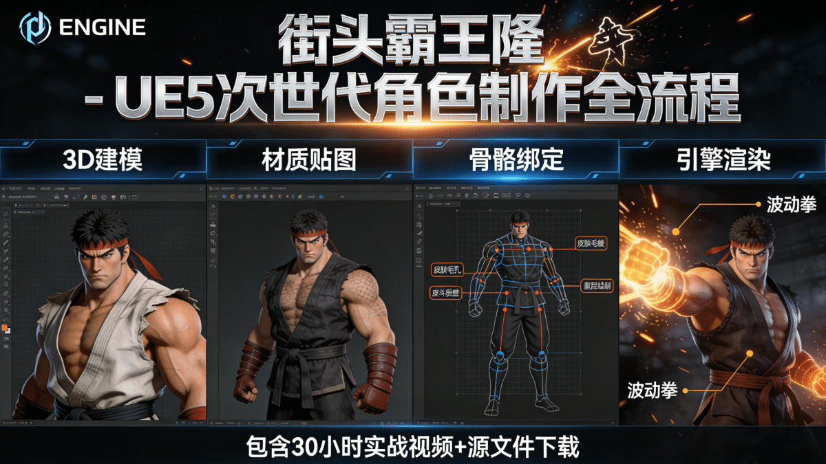 街头霸王隆ue5虚幻5次世代游戏角色制作全流程