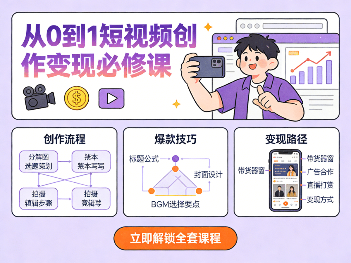 从0到1短视频创作变现必修课