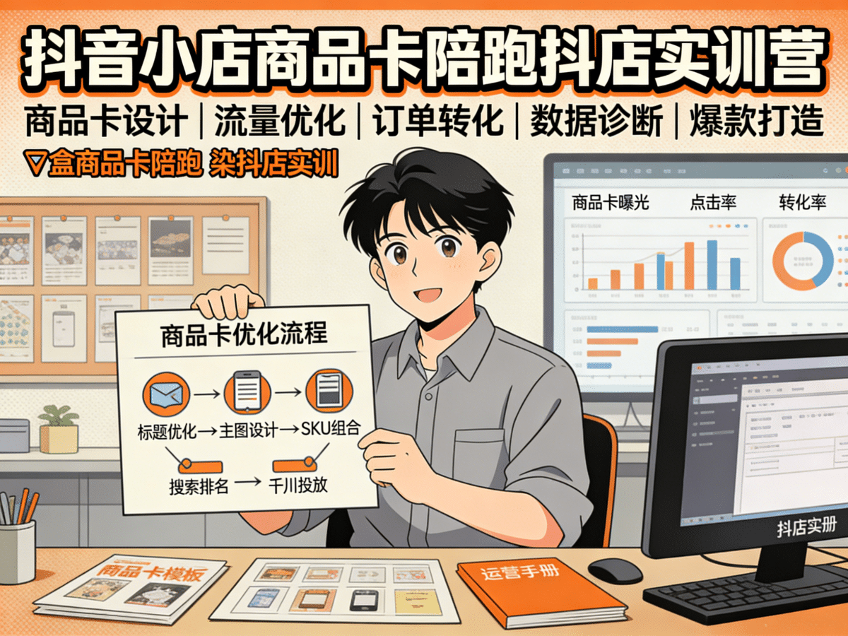 抖音小店商品卡陪跑抖店实训营