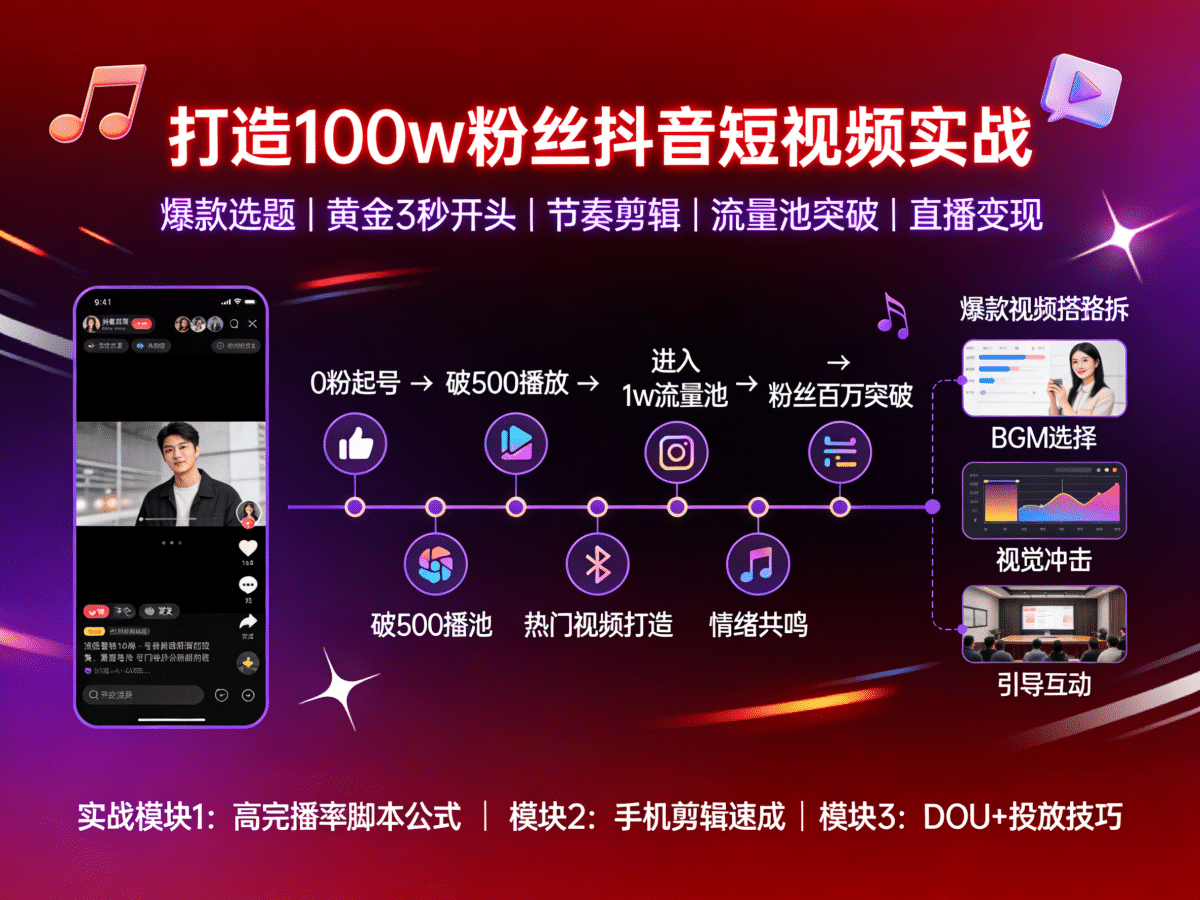 打造100w粉丝抖音短视频实战 - 槿篱博客