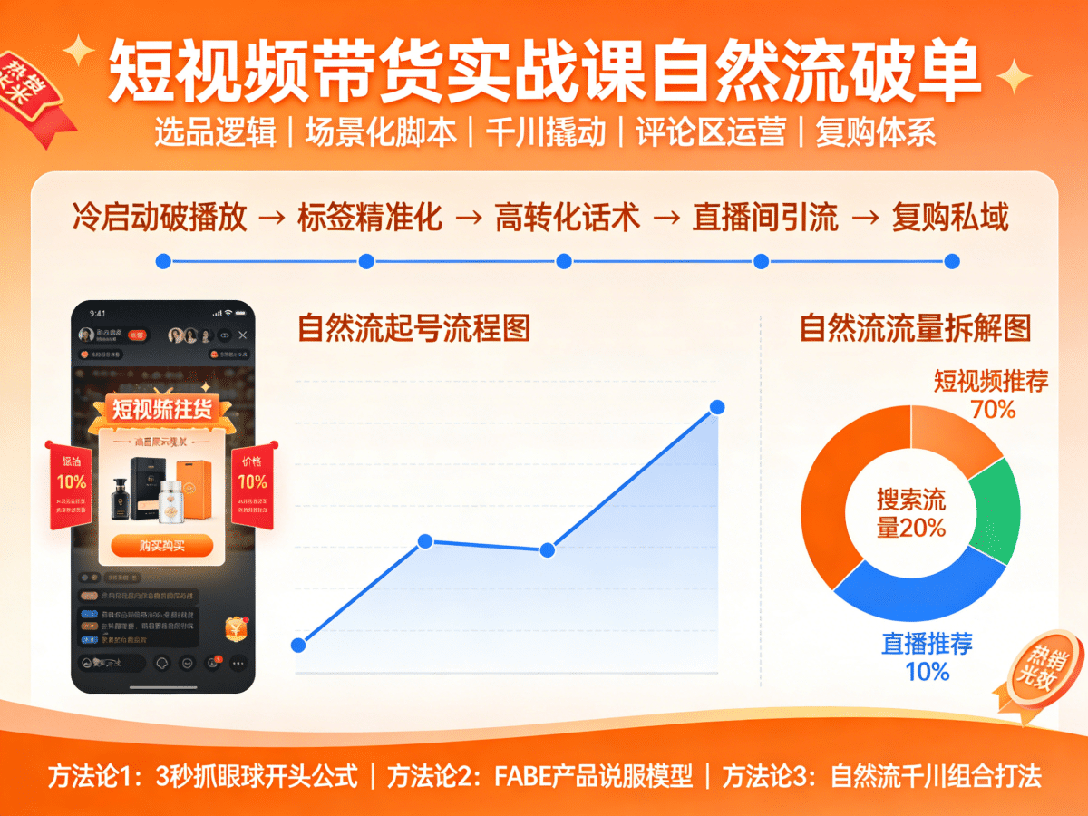短视频带货实战课自然流破单 - 槿篱博客
