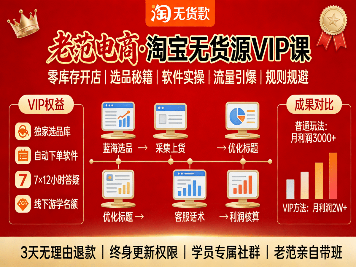 老范电商淘宝无货源VIP课 - 槿篱博客