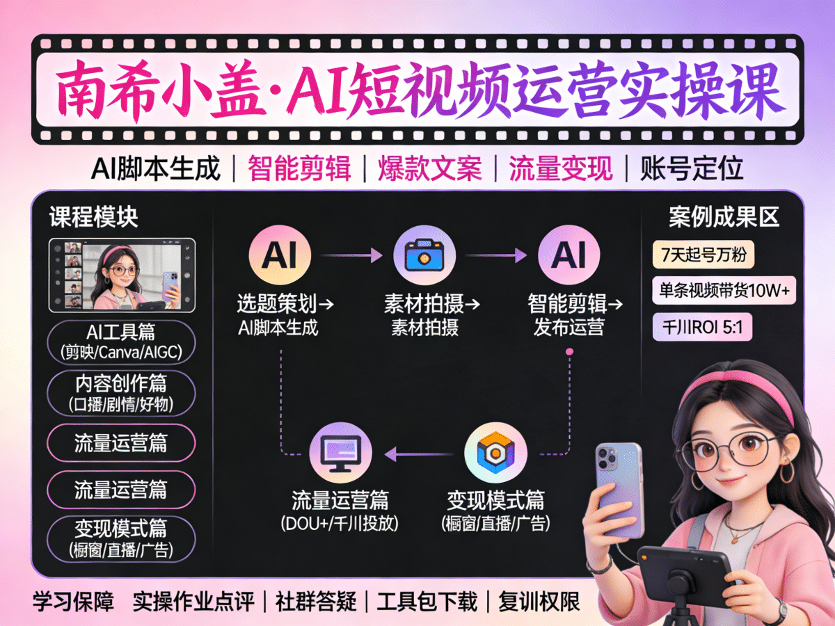 南希小盖AI短视频运营实操课 - 槿篱博客