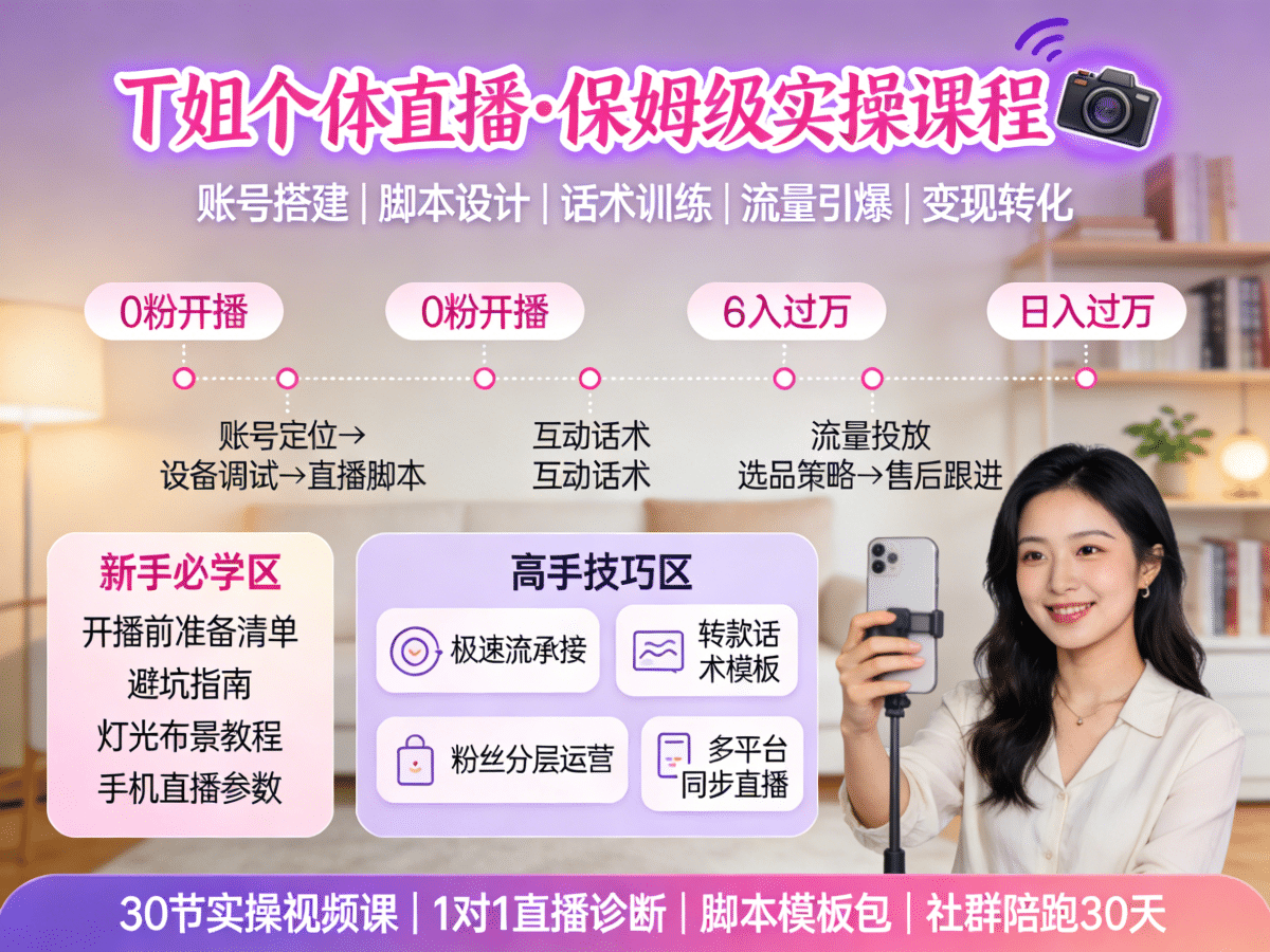 T姐个体直播保姆级实操课程 - 槿篱博客