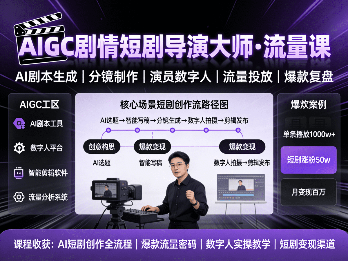 AIGC剧情短剧导演大师流量课 - 槿篱博客
