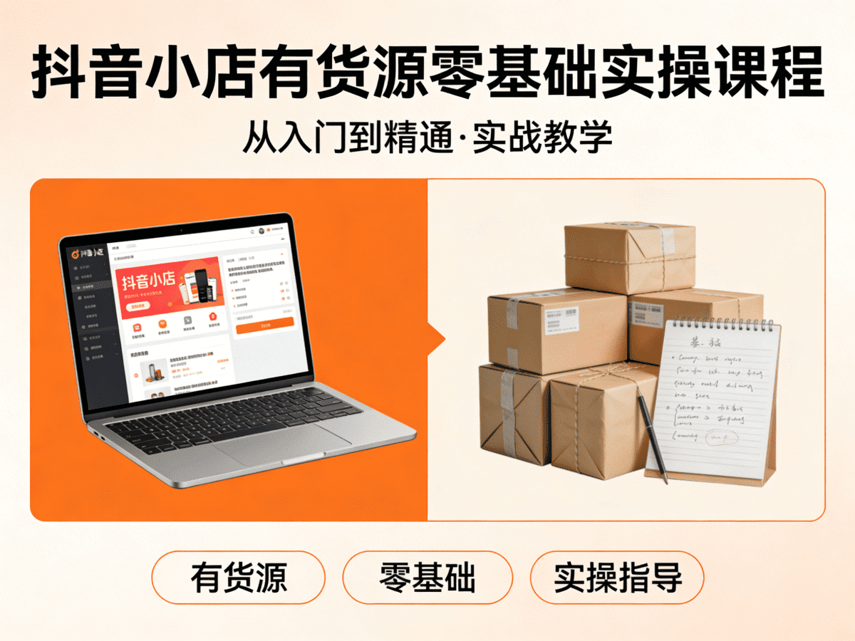 抖音小店有货源零基础实操课程 - 槿篱博客