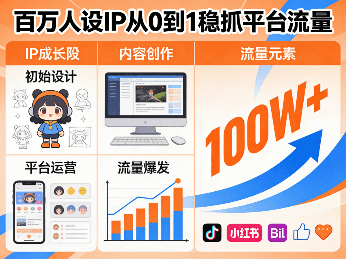百万人设IP从0到1稳抓平台流量 - 槿篱博客