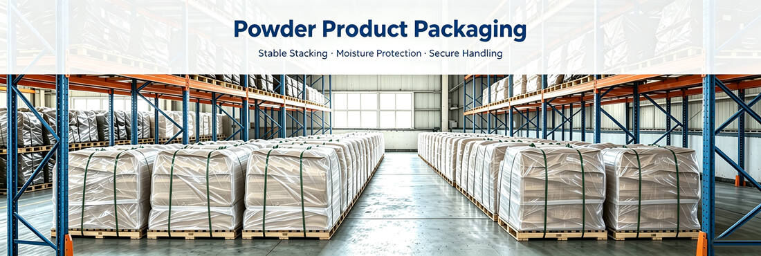 Palletized CG116S-P powder bags stored in Kelioil warehouse ready for oilfield delivery