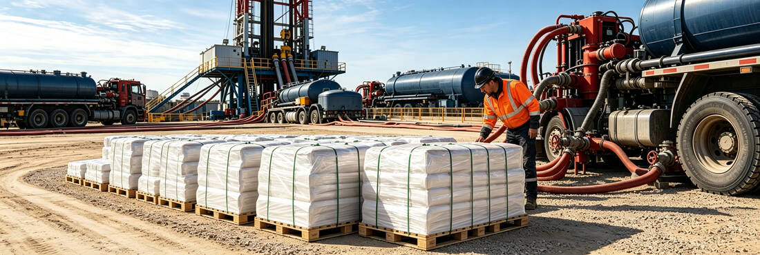 On-site oilfield cementing pumping truck unit operating with CG116S-P powder slurry